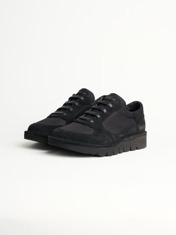P005 slip-on uomo wave Panchic in nylon e camoscio nero