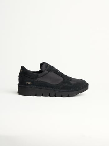 P005 slip-on donna wave Panchic in nylon e camoscio nero