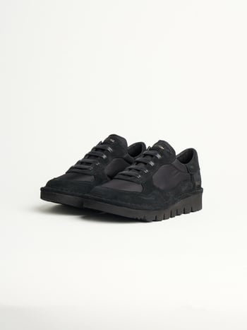 P005 slip-on donna wave Panchic in nylon e camoscio nero