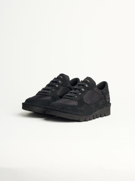 P005 slip-on donna wave Panchic in nylon e camoscio nero