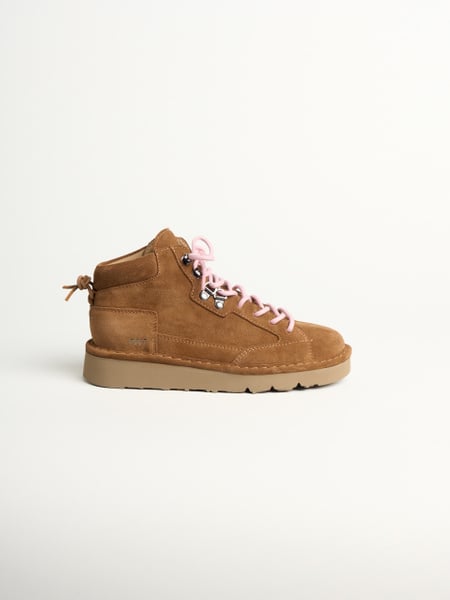 P007 polacchino donna clay Panchic in camoscio foderata in montone cognac